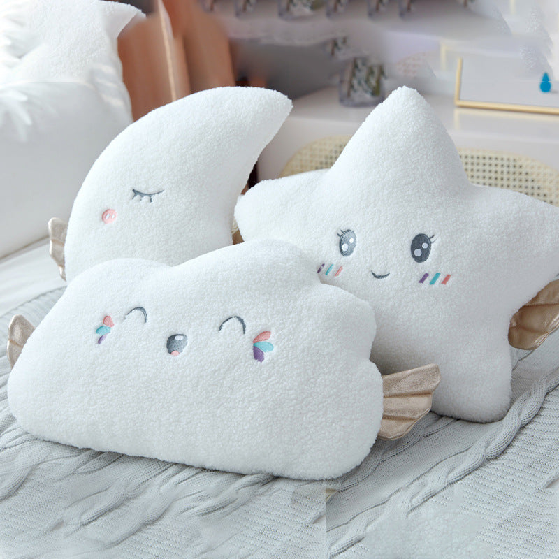 Angel Cloud Moon Star Plush Pillow – Soft Stuffed Cushion Toy for Baby Girls & Kids