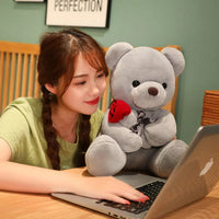 Rose Hugging Teddy Bear Plush Pillow – Soft Stuffed Bear Gift for Girlfriend & Valentine's Day 4