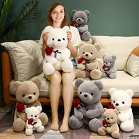 Rose Hugging Teddy Bear Plush Pillow – Soft Stuffed Bear Gift for Girlfriend & Valentine's Day 1