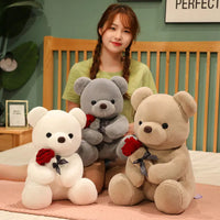 Rose Hugging Teddy Bear Plush Pillow – Soft Stuffed Bear Gift for Girlfriend & Valentine's Day 3