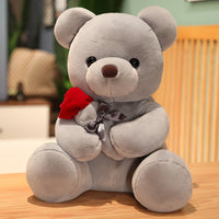 Rose Hugging Teddy Bear Plush Pillow – Soft Stuffed Bear Gift for Girlfriend & Valentine's Day 14