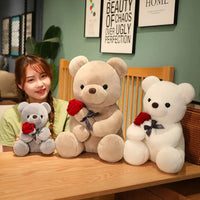 Rose Hugging Teddy Bear Plush Pillow – Soft Stuffed Bear Gift for Girlfriend & Valentine's Day 10
