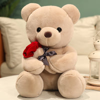 Rose Hugging Teddy Bear Plush Pillow – Soft Stuffed Bear Gift for Girlfriend & Valentine's Day 12