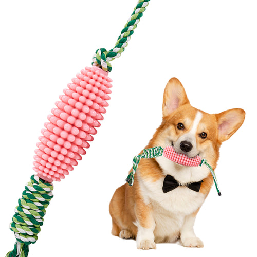 Interactive Corn Dog Chew Toy – Teeth Cleaning Toy for Puppies & Aggressive Chewers